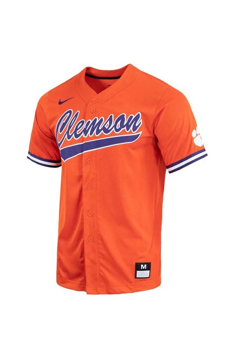 men's nike orange clemson tigers replica full-button baseball jersey|clemson t shirt.